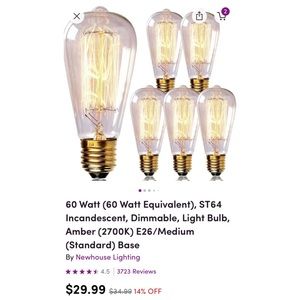 Decorative Vintage Amber Light Bulbs